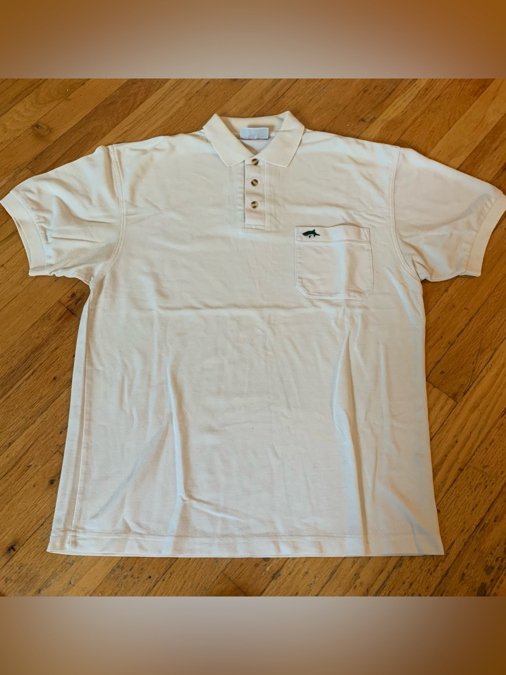 Vintage 90s Dolphin brand white polo size L